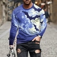 thumbnail image 1 of Rciityk Men's Halloween Long Sleeve Shirts Fall Fashion Ghost Bats Printed Crew Neck Pullover Tee Shirts Halloween Gifts Sweatshirts, 1 of 4