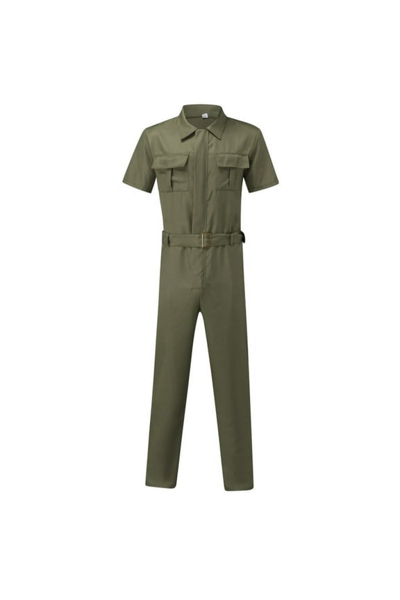 Men's Long Sleeve Coverall Action Back Coverall with Zipper Pockets, Mechanic Uniform