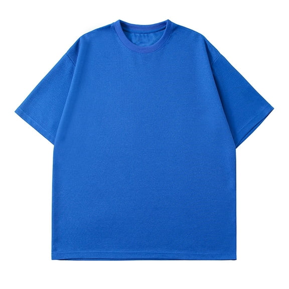 Rciityk Men's Short Sleeve T Shirts Waffles Tee Shirt Fashion Casual Loose Crew Neck T-Shirts Classic Basic Solid Pullover Tees