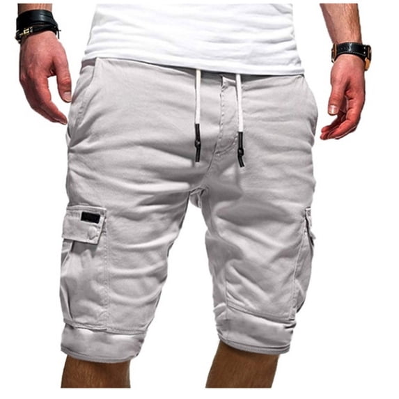 Rciityk Men's Stretch Cargo Hiking Shorts Quick Dry Casual Work Shorts Camping Travel Loose Elastic Waist Drawstring Multi-Pocket