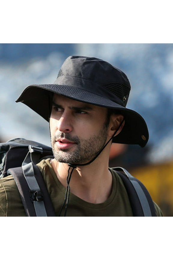 Men's Sun Hat Wide UPF 50+ Bucket Hat Outdoors Sun Protection Hat for Mens Summer Beach Golf Fishing Hat with Chin-strap