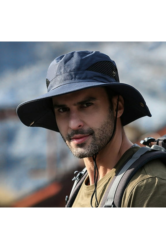 Men's Sun Hat Wide UPF 50+ Bucket Hat Outdoors Sun Protection Hat for Mens Summer Beach Golf Fishing Hat with Chin-strap