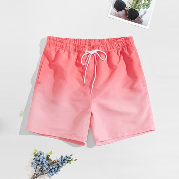 Rciityk Men's Swim Trunks Gradient Color Surfing Shorts Quick Dry Drawstring Beach Vacation Shorts Elastic Waist Swimming Shorts