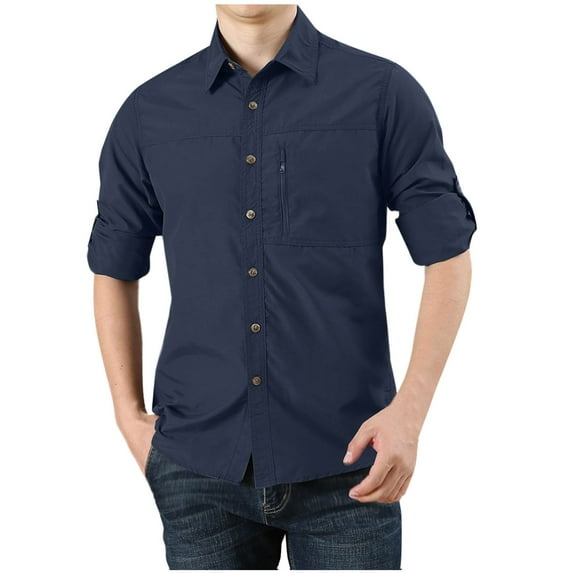 Rciityk Men's Tacticals Shirts Quick Dry Long Sleeve Button Up Lapel Cargo Work Shirt Casual Hiking Fishing Shirts with Pockets - Fall Savings Clearance