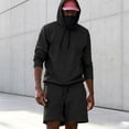 thumbnail image 1 of Rciityk Men's Tracksuit Short Set Solid Color Long Sleeve Pullover Hoodie with Kangaroo Pocket and Casual Shorts 2 Piece Sweatsuit, 1 of 5