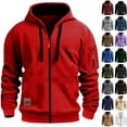 thumbnail image 1 of Rciityk Men's Zip Up Hoodie with Zipper Pocket, Fashion Casual Hooded Sweatshirt for Men, Fall Layering Piece, 1 of 6