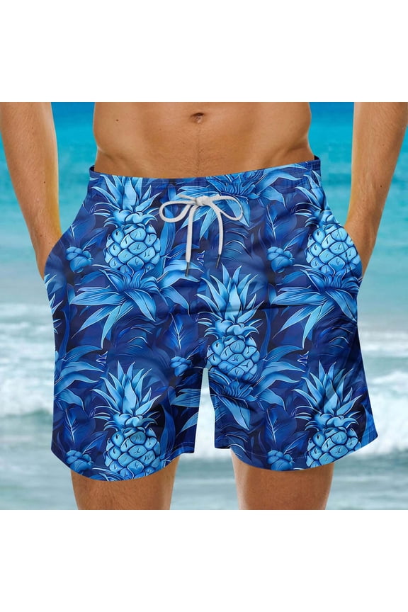 Mens Beach Shorts, Swim Trunks Men, Mens Bathing Suit 7 inch, Drawstring Summer Quickly Dry Board Swimming Shorts with Pockets