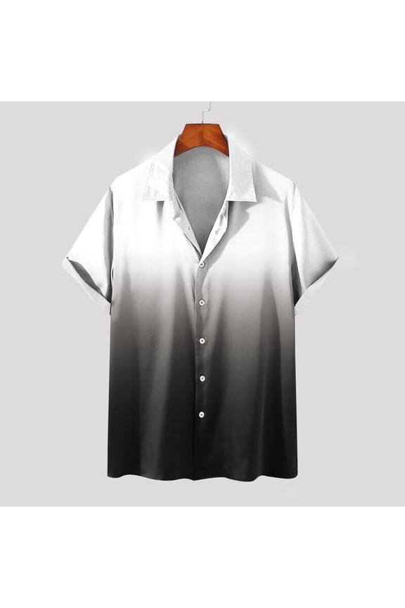 Mens Casual Short Sleeve Top Button Non-positioning Printing Lapel Gradient Shirts Summer Holiday Beach Shirts