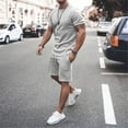 thumbnail image 1 of Rciityk Mens Outfits 2 Piece Summer Tracksuit Casual Crew Neck Solid Color Muscle Short Sleeve Tee Shirts and Classic Sport Shorts Set, 1 of 5