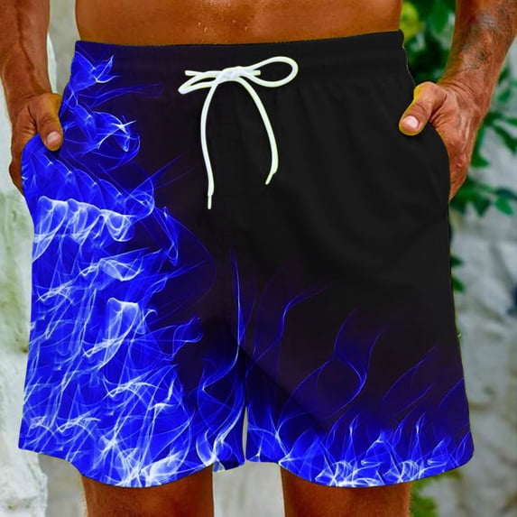 Rciityk Mens Swimming Trunks Shorts Elastic Waist Drawstring Shorts Flame Print Straight Beach Shorts Fashion Casual Comfort Shorts with Pockets
