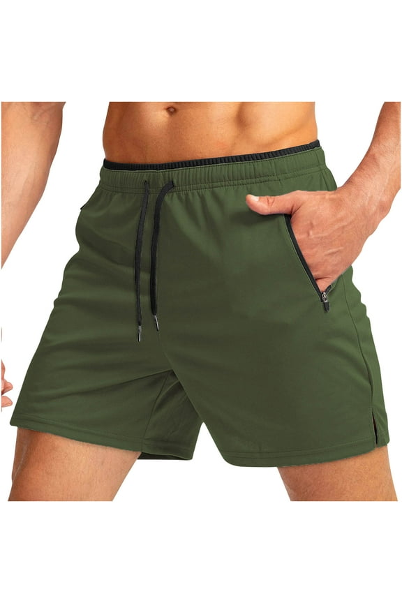 Mens Workout Athletic Shorts Summer Casual Solid Color Drawstring Beach Shorts 5 inch Quickly Dry Running Shorts with Pockets