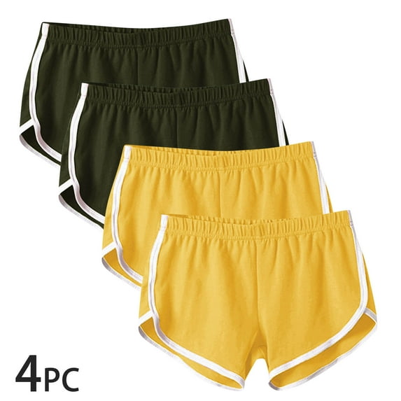Rciityk Multicolor 4 Pack Women's Sport Yoga Shorts Dolphin Workout Shorts Summer Casual Athletic Gym Shorts Elastic Waist Loungewear Shorts