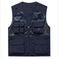 thumbnail image 1 of Rciityk Navy Mens Summer Outdoor Vests Safaris Fishing Travel Photo Vests Casual Solid Zipper V-neck Vests Tops Mesh Photography Journalist Vests with Pockets, 1 of 6