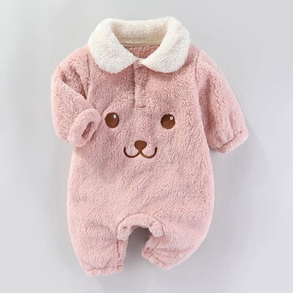 Rciityk Newborn Baby Girls Boys Cute Fleece Footie Rompers Winter Toddler Infant Crewneck Long Sleeve Warm Jumpsuit Pajamas