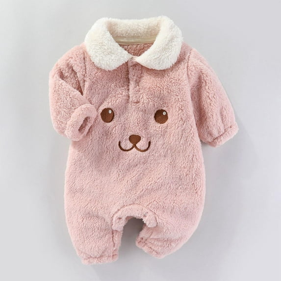 Rciityk Newborn Baby Girls Boys Cute Fleece Footie Rompers Winter Toddler Infant Crewneck Long Sleeve Warm Jumpsuit Pajamas