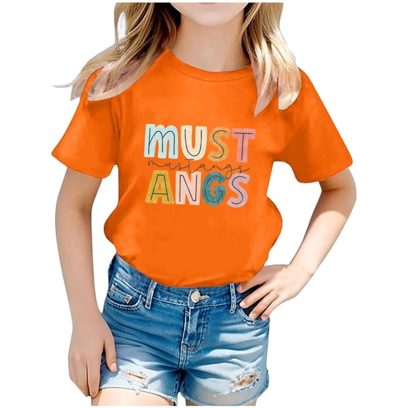 Rciityk Orange Toddler Boys Girls Short Sleeve T-Shirt Summer Casual Crewneck Tees Tops Fashion Letter Prints Graphic Summer Clothes for 4 Years