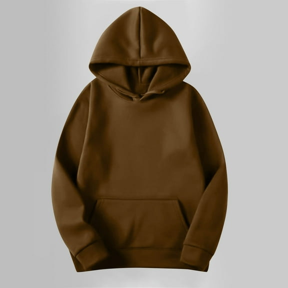 Rciityk Oversized Hoodies for Women Fall Outfits Casual Crewneck Hooded Sweatshirts Solid Color Pullover Long Sleeve Sweat Shirts with Pocket Coffee XXL