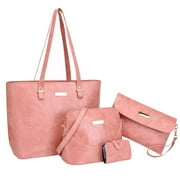Rciityk Pinks The Tote Bag Fashion Composite Bag Shoulder Crossbody Quality Durable Handbag Phone Solid Color Ladies Wallet 4Pcs - Spring/Summer Clearance