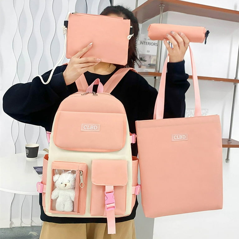 Rciityk Pinks Travel Backpack 4Pcs Cute Backpack for School Backpack School Supplies Backpack Set With Accessories Backpacks for Girls Bookbag With Primary Junior High School Bag Walmart