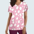 thumbnail image 1 of Rciityk Pinks Womens Nursing Scrub Tops Summer Floral Printed Working Uniform Short Sleeve V Neck Workwear Blouse T-shirt with Pockets, 1 of 5