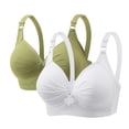 thumbnail image 1 of Rciityk Plus Size Bras for Women Underwear Full Coverages Wireless Bras Comfortable Push Up Daily Bras, Solid Color Convertible Straps, 2PC, 1 of 5