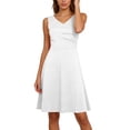 thumbnail image 1 of Rciityk Plus Size Dresses for Women Summer Sleeveless Mini Dress Solid Color V-Neck A-Line Beach Dress Casual Crisscross Front Tank Sundress, 1 of 7