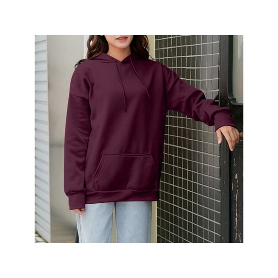 Rciityk Plus Size Hoodies for Women Warm Fleece Lined Pullover Long Sleeve Drawstring Hooded Sweatshirt Tops with Pocket Fall Winter Clothing