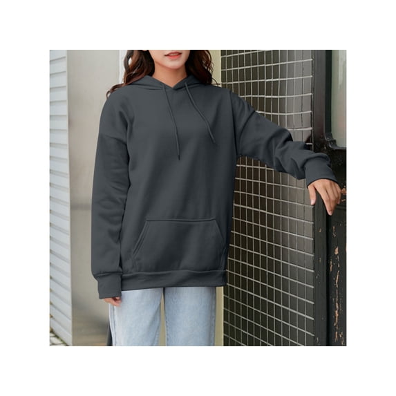 Rciityk Plus Size Hoodies for Women Warm Fleece Lined Pullover Long Sleeve Drawstring Hooded Sweatshirt Tops with Pocket Fall Winter Clothing
