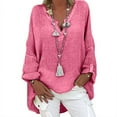 thumbnail image 1 of Rciityk Plus Size Long Sleeve Tops for Woman Casual Loose Solid Color V Neck Pullover Shirts Fashion Fall Comfortable Blouse - Fall Savings Clearance, 1 of 4