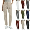 thumbnail image 1 of Rciityk Plus Size Pants for Women Solid Color Pentagonal with Elastic Waist Cargo Pants Casual Zip Front Straight Leg Pants with Pockets, 1 of 8