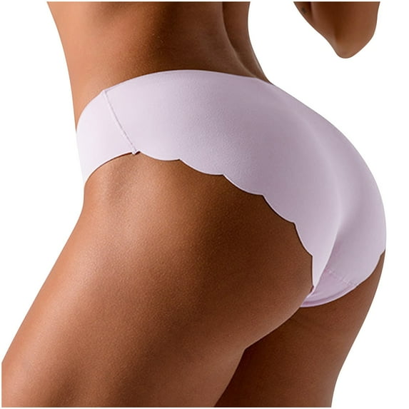 Rciityk Purple Seamless Underwear for Women No Show Ice Silk Stretch Bikini Panties Low Rise Wave Border Comfortable Briefs - Spring/Summer Savings Clearance