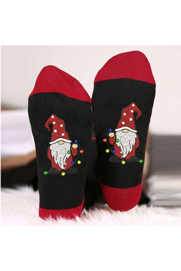 Red Christmas Socks for Women Warm Soft Cute Patterned Crew Mid-Calf Socks Funny Holiday Winter Socks Christmas Gifts