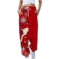 thumbnail image 1 of Rciityk Red Christmas Sweatpants for Women Drawstring Xmas Tree Mooses Snowflake Print Fleece Joggers High Waist Baggy Athletic Pants with Pockets Gifts for Her, 1 of 6