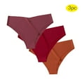 thumbnail image 1 of Rciityk Red Women's Seamless Underwear Low Waisted Bikini Cheeky Panties Breathable No Show Stretch Briefs 3PCS, 1 of 5