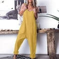 thumbnail image 1 of Rciityk Rompers for Women Summer Casual Loose Line Jumpsuit Solid Color Comfy One Pieces Spaghetti Strap Overalls with Pockets Beach Vacation Clothes Yellow L, 1 of 7