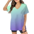 thumbnail image 1 of Rciityk Scrub for Women 2024 Stretch Scrub Top Summer Gradient Color Short Sleeve Workwear Professionals Uniforms with Pockets, 1 of 4