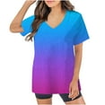 thumbnail image 1 of Rciityk Scrub for Women 2024 Stretch Scrub Top Summer Gradient Color Short Sleeve Workwear Professionals Uniforms with Pockets, 1 of 4