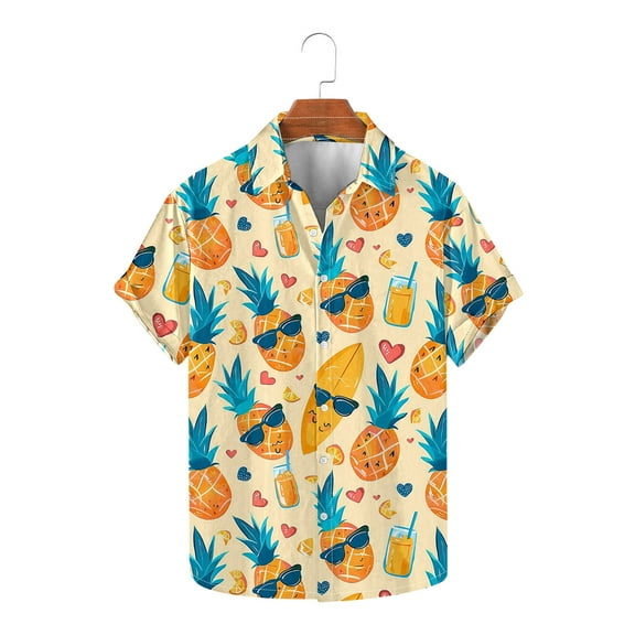 Rciityk Short Sleeve Hawaiian Shirts for Men Casual Button Up Shirt Summer Tropical Vacation Beach Shirts for Hawaii Party