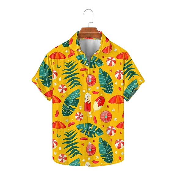 Rciityk Short Sleeve Hawaiian Shirts for Men Casual Button Up Shirt Summer Tropical Vacation Beach Shirts for Hawaii Party