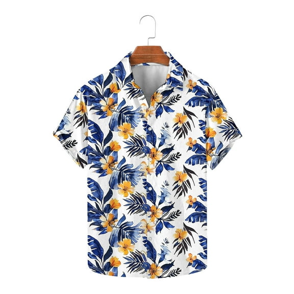 Rciityk Short Sleeve Hawaiian Shirts for Men Casual Button Up Shirt Summer Tropical Vacation Beach Shirts for Hawaii Party