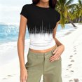 thumbnail image 1 of Rciityk Short Sleeve Tops for Women Casual Crew Neck Crop T Shirts Fashion Color Blocking Slim Tight Fits Tee Going Out Summer OutFits, 1 of 7
