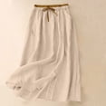 thumbnail image 1 of Rciityk Skirts for Women Summer Vintage Linen Midi Skirt Casual Loose High Waist A-Line Knee Length Skirt Beach Vacation, 1 of 8