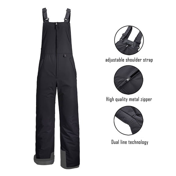 Rciityk Snow Pants Men Ski Pants Women Unisex Winter Waterproof Ski Snow Bib Pants Solid Color Straight Leg Snowboard Jumpsuit with Pocket Black 4XL