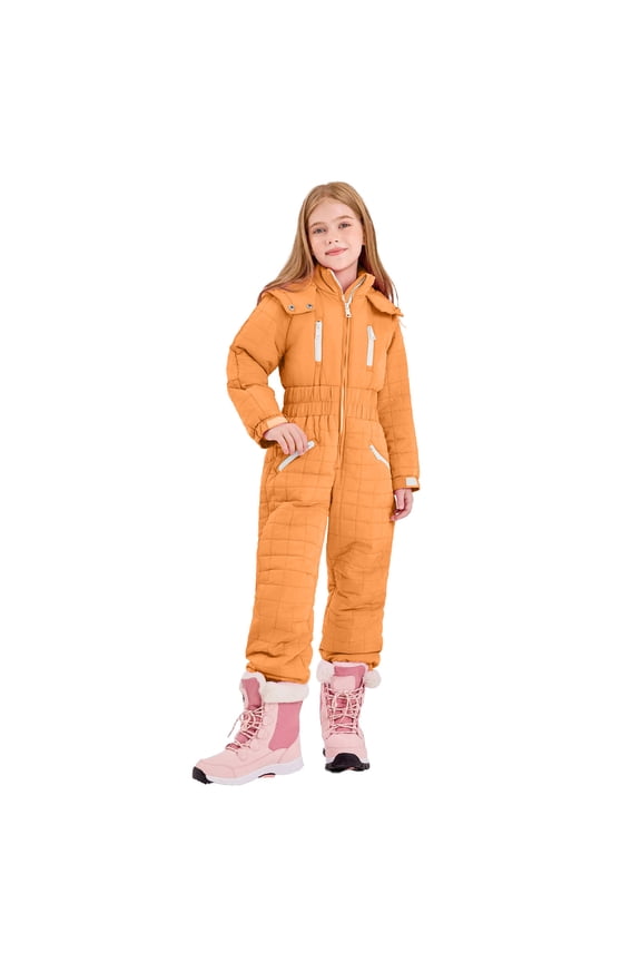Snow Suit for Kids Girls Boys One-Pieces Snowsuit Ski Snowboard Jumpsuits Winter Warm Waterproof Hooded Outdoor Overalls for 13-14 Years