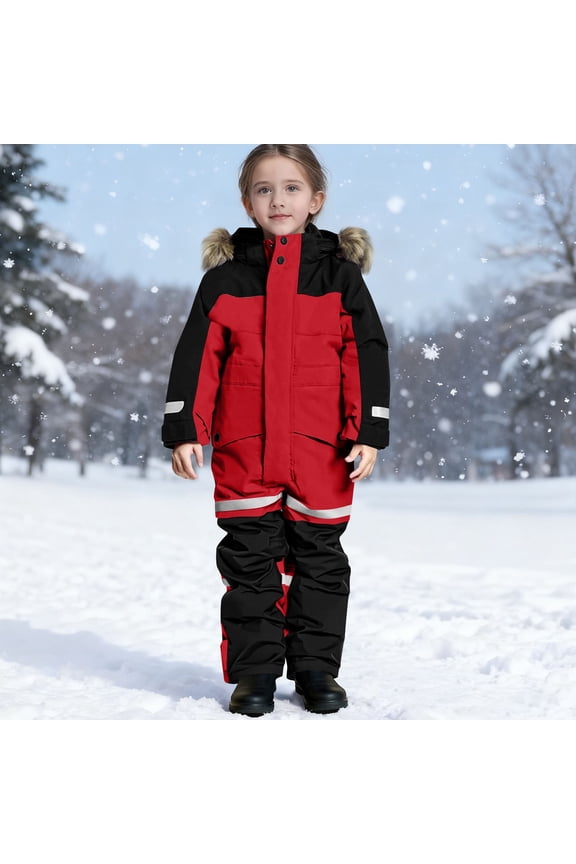 Snow Suit for Kids Winter Warm Toddler Snowsuit Fashion Girls Boys Ski Suit Lightweight Windproof Hooded Snowsuit Jumpsuit