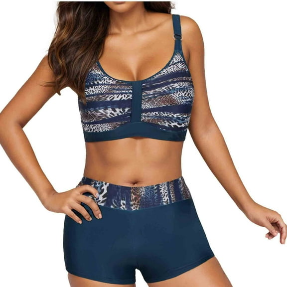Rciityk Sport High Waisted Bikini Set Summer Casual Beach Swimwear with Boyshort Two Piece Bathing Suit