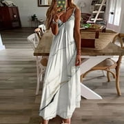 RCIITYK Summer Dresses for Women 2024 Casual Sleeveless Print Loose Vacation Dress Flowy Beach Summer Maxi Dress - Spring/Summer Savings Clearance