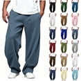 thumbnail image 1 of Rciityk Sweatpants for Men Solid Fleece Elastic Drawstring Waist Wide Leg Sweat Pants Pockets Loose Casual Winter Athletic Trousers, 1 of 6