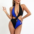 thumbnail image 1 of Rciityk Swim Suits 2025 - Womens Ones Piece Tummys control Swimsuit Color Block Cutout Halters V Neck High Waisted Bathing Suit - Spring/Summer Savings Clearance, 1 of 4