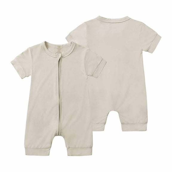Rciityk Unisex Baby Romper Newborn Zipper Toddler Baby Boys Girls Bodysuit Summer Short Sleeve Romper Jumpsuit for 3-6 Months
